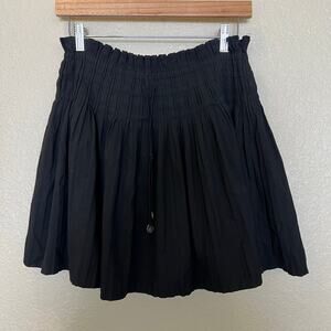 ZARA Black Pleated Mini Skirt Skort Medium Smocked Waist Pirate Costume